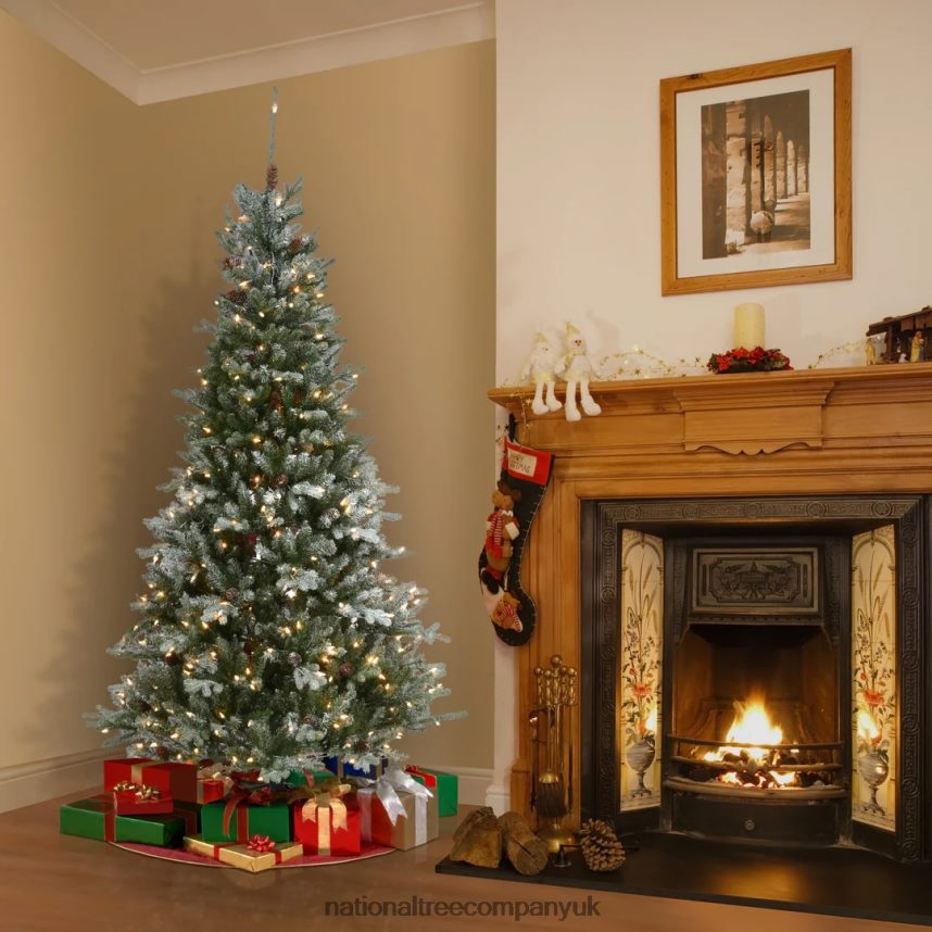 Trees | National Tree Company 65 ft Snowy Morgan Spruce Slim Tree with Clear Lights F2L4F72